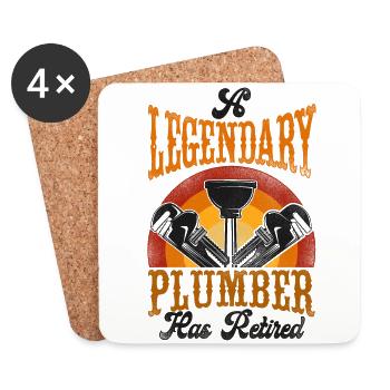 Plumbing Plumber Retired Vintage - Coasters (set of 4) - white - Front
