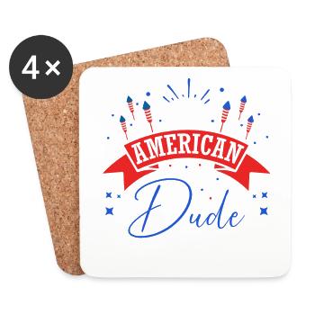 All American Dude 4 juillet Feux d’artifice - Dessous de verre (lot de 4) - blanc - Devant