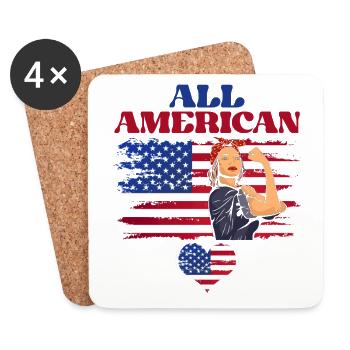 All American Mom July 4 Feminist - Coasters (set of 4) - white - Front