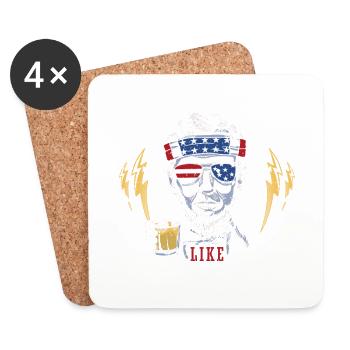 Drinkin' Like Lincoln 4. Juli Drink Independence - Untersetzer (4er-Set) - Weiß - Vorne