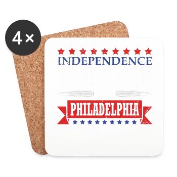 Independence began in Philadelphia July 4 - Coasters (set of 4) - white - Front