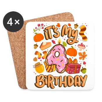 Es Ist Mein 4 Geburtstag Herbst Ahornblatt Herbst - Untersetzer (4er-Set) - Weiß - Vorne