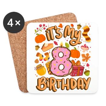 C’est mon 8 anniversaire automne feuille d’érable automne - Dessous de verre (lot de 4) - blanc - Devant