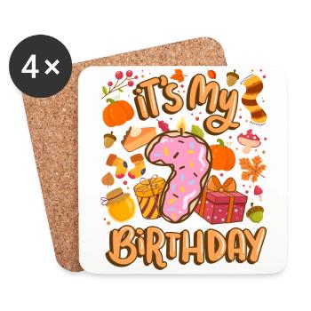 Es Ist Mein 7 Geburtstag Herbst Ahornblatt Herbst - Untersetzer (4er-Set) - Weiß - Vorne