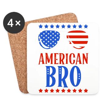 All American Bro Sunglasses 4th of July - Coasters (set of 4) - white - Front