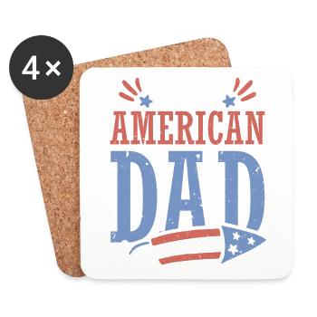 All American Dad 4. Juli Feuerwerkskörper - Untersetzer (4er-Set) - Weiß - Vorne