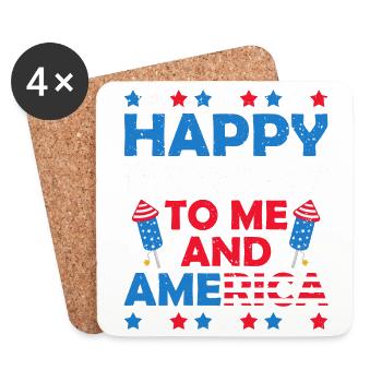 Alles Gute Zum Geburtstag Für Mich Und Amerika 4. - Untersetzer (4er-Set) - Weiß - Vorne