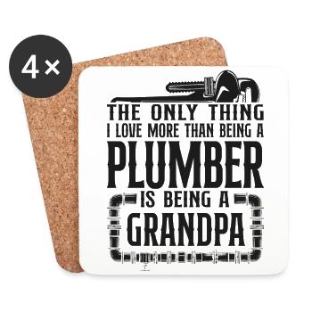Plumbing Plumber Grandpa Vintage - Coasters (set of 4) - white - Front