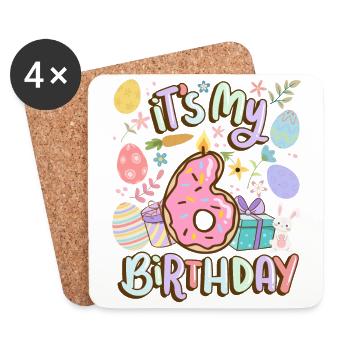 C’est mon lapin de vacances de 6 ans en beignet de Pâques - Dessous de verre (lot de 4) - blanc - Devant