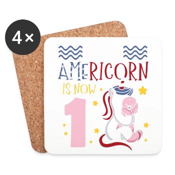 Cette Americorn est maintenant 1 Poney Licorne 4 juillet - Dessous de verre (lot de 4) - blanc - Devant