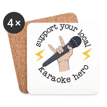 Karaoke Singer 80s Retro Support - Untersetzer (4er-Set) - Weiß - Vorne