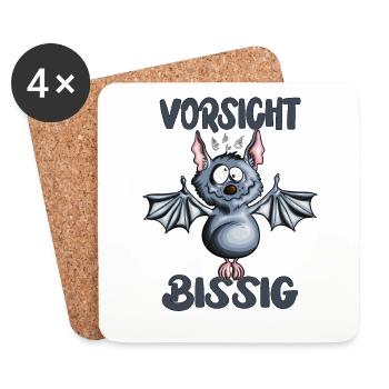 Fledermaus Fan Outfit Spruch Vorsicht Bissig - Untersetzer (4er-Set) - Weiß - Vorne