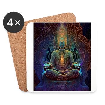 Colorful Psychedelic Buddha Meditation - Coasters (set of 4) - white - Front