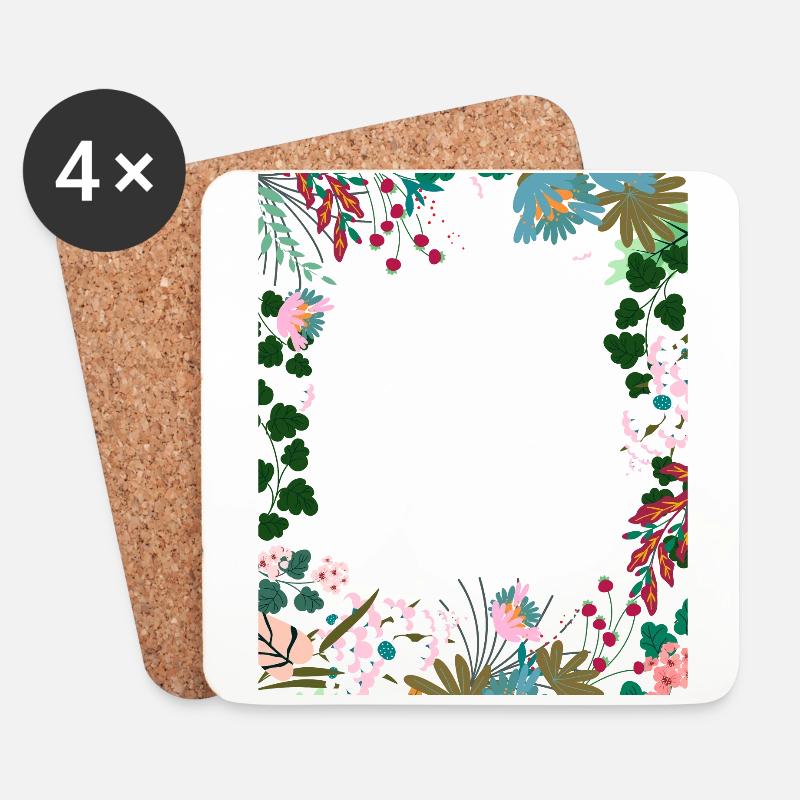 Ende ist in der Nähe von lustigen bunten Blumen - Untersetzer (4er-Set) - Weiß