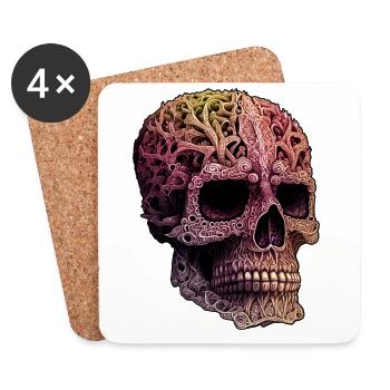 Ornate Skull - Coasters (set of 4) - white - Front