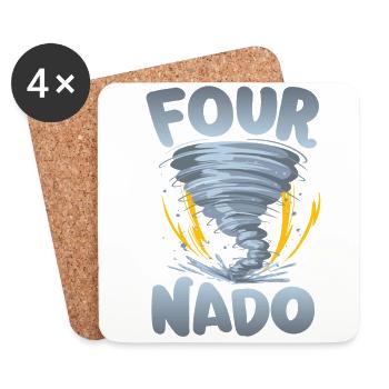 Four-nado warning 4th birthday | Tornado - Coasters (set of 4) - white - Front