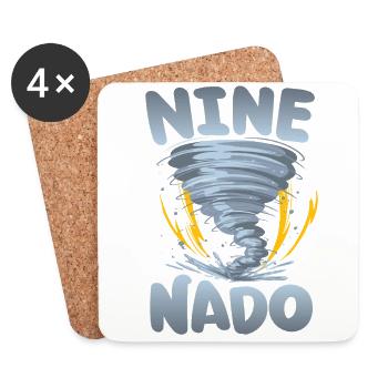 Nine-nado Warning 9th birthday | Tornado - Coasters (set of 4) - white - Front