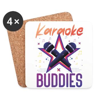 Karaoké Chanteur Friends Besties 80s - Dessous de verre (lot de 4) - blanc - Devant