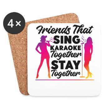 Karaoke Singer 80s Retro Friends - Untersetzer (4er-Set) - Weiß - Vorne