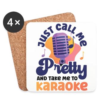 Karaoke Singer 80s Retro Just Call - Untersetzer (4er-Set) - Weiß - Vorne
