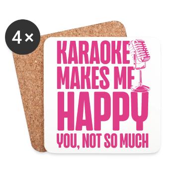 Karaoke Singer 80s Retro Karaoke - Coasters (set of 4) - white - Front