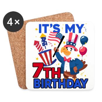 C’est mon 7ème anniversaire Firecracker Kid 4ème - Dessous de verre (lot de 4) - blanc - Devant