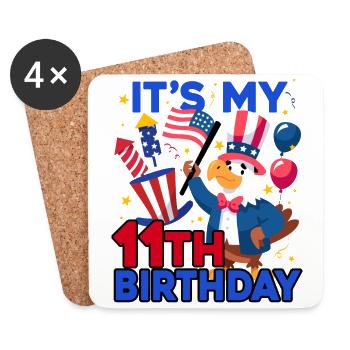 Es Ist Mein 11. Geburtstag Firecracker Kid 4th Of - Untersetzer (4er-Set) - Weiß - Vorne
