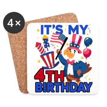 Es Ist Mein 4. Geburtstag Firecracker Kid 4th Of - Untersetzer (4er-Set) - Weiß - Vorne