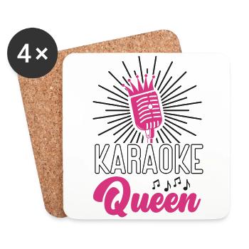 Karaoké Chanteur 80s Karaoké Rétro - Dessous de verre (lot de 4) - blanc - Devant