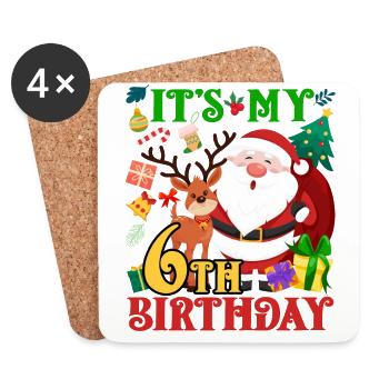 C’est mon 6ème anniversaire Père Noël - Dessous de verre (lot de 4) - blanc - Devant