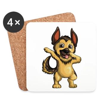 Le berger belge allemand danse le dab dabbing - Dessous de verre (lot de 4) - blanc - Devant