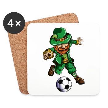 Football on holiday St. Patriks Day Goblin Outfit - Coasters (set of 4) - white - Front