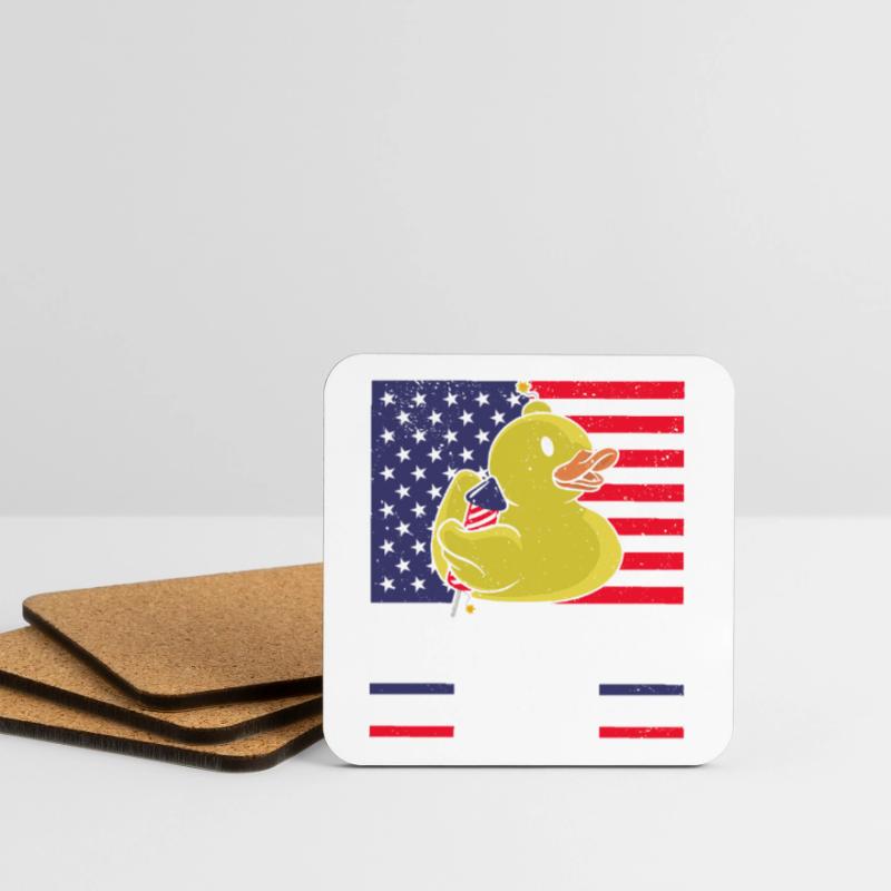 Firequacker Duck July 4 Firecracker Coasters (set of 4)