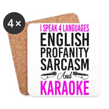Karaoke Singer I Speak 4 Languages - Coasters (set of 4) - white - Front