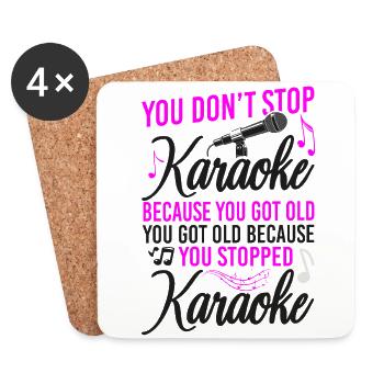 Chanteur de karaoké Tu ne t’arrêtes pas - Dessous de verre (lot de 4) - blanc - Devant