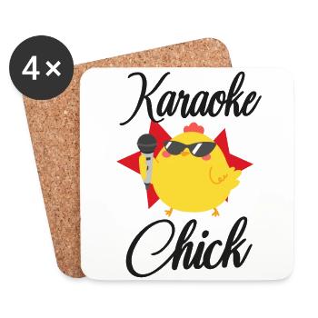 Karaoke Singer Chicken Karaoke - Coasters (set of 4) - white - Front