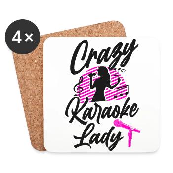 Karaoke Singer Crazy Karaoke Lady - Untersetzer (4er-Set) - Weiß - Vorne