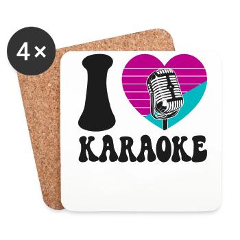 Karaoke Singer Heart I Love - Untersetzer (4er-Set) - Weiß - Vorne