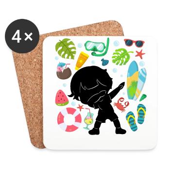 Silhouette Dabbing Boy Sommerzeit Strand Stil - Untersetzer (4er-Set) - Weiß - Vorne