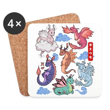 Flight of Dragons Mignon Élémentaire Mythique - Dessous de verre (lot de 4) - blanc - Devant