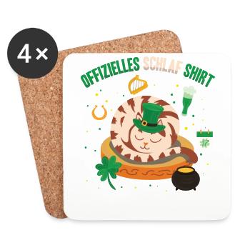 Chemise de sommeil officielle Sleepy Cat St. Patrick’s - Dessous de verre (lot de 4) - blanc - Devant