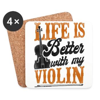 Violin Violinist Vintage Life Is - Untersetzer (4er-Set) - Weiß - Vorne