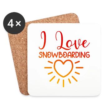 Ich liebe Snowboarding - Untersetzer (4er-Set) - Weiß - Vorne