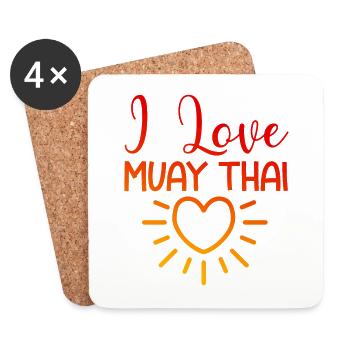 J’adore le Muay Thai - Dessous de verre (lot de 4) - blanc - Devant