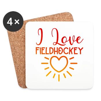 J’adore le hockey sur gazon - Dessous de verre (lot de 4) - blanc - Devant
