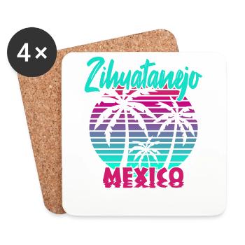 Zihuatanejo Mexique - Dessous de verre (lot de 4) - blanc - Devant