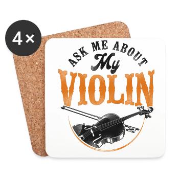 Violin Violinist Vintage Ask Me - Untersetzer (4er-Set) - Weiß - Vorne