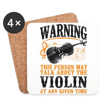 Violin Violinist Vintage Warning - Untersetzer (4er-Set) - Weiß - Vorne