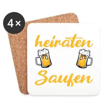 Poltern JGA Mann Bräutigam Junggesellenabschied - Untersetzer (4er-Set) - Weiß - Vorne