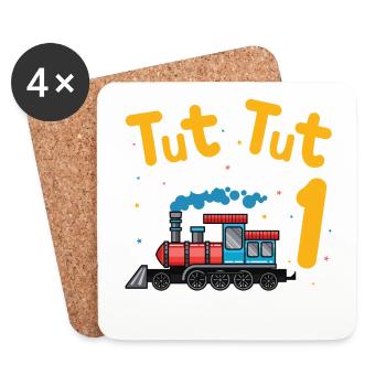 1. Geburtstag, 1 Jahr Züge Lok Kids, Boy Junge Zug - Untersetzer (4er-Set) - Weiß - Vorne